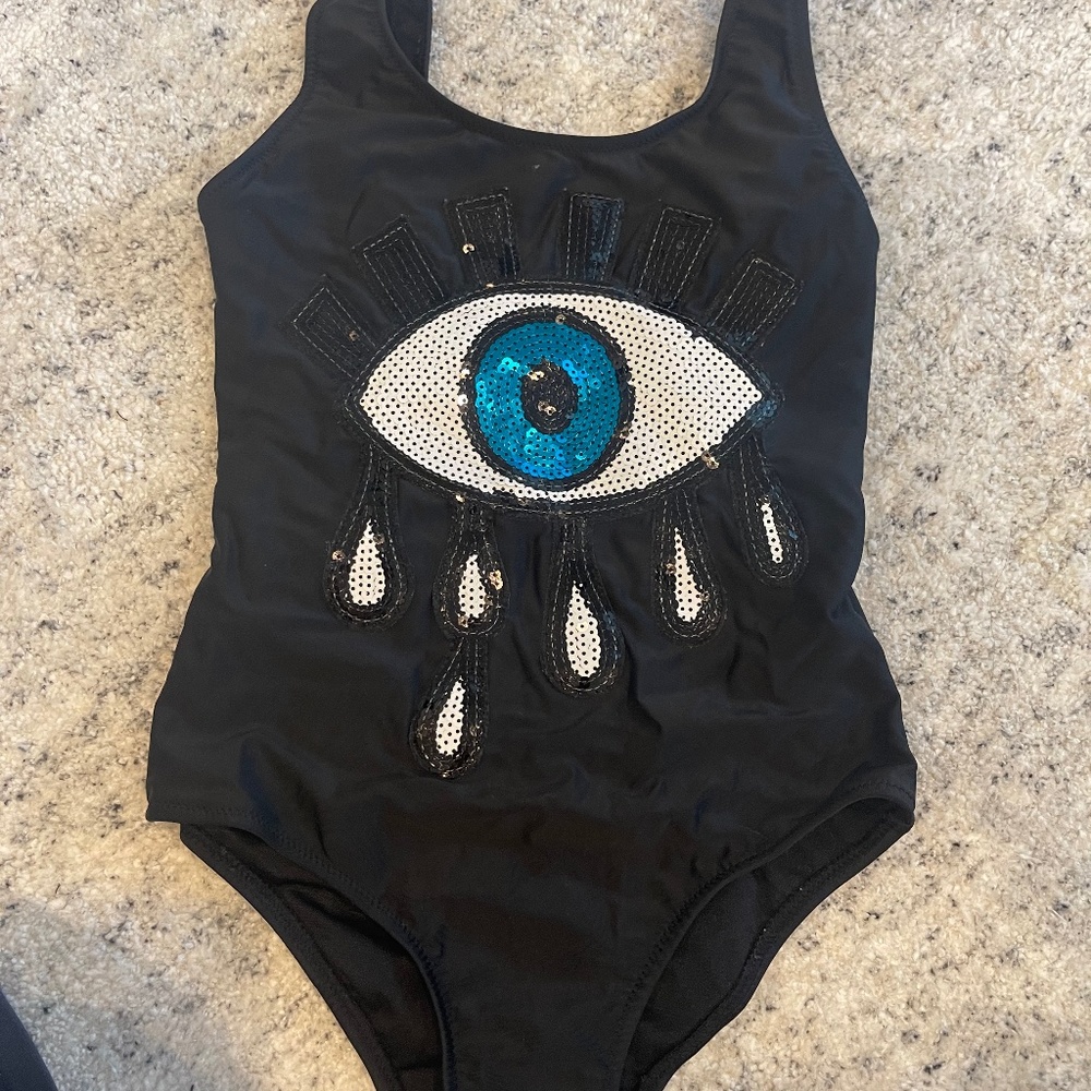 Stella Cove Sequin Evil Eye girls one piece bathing suit